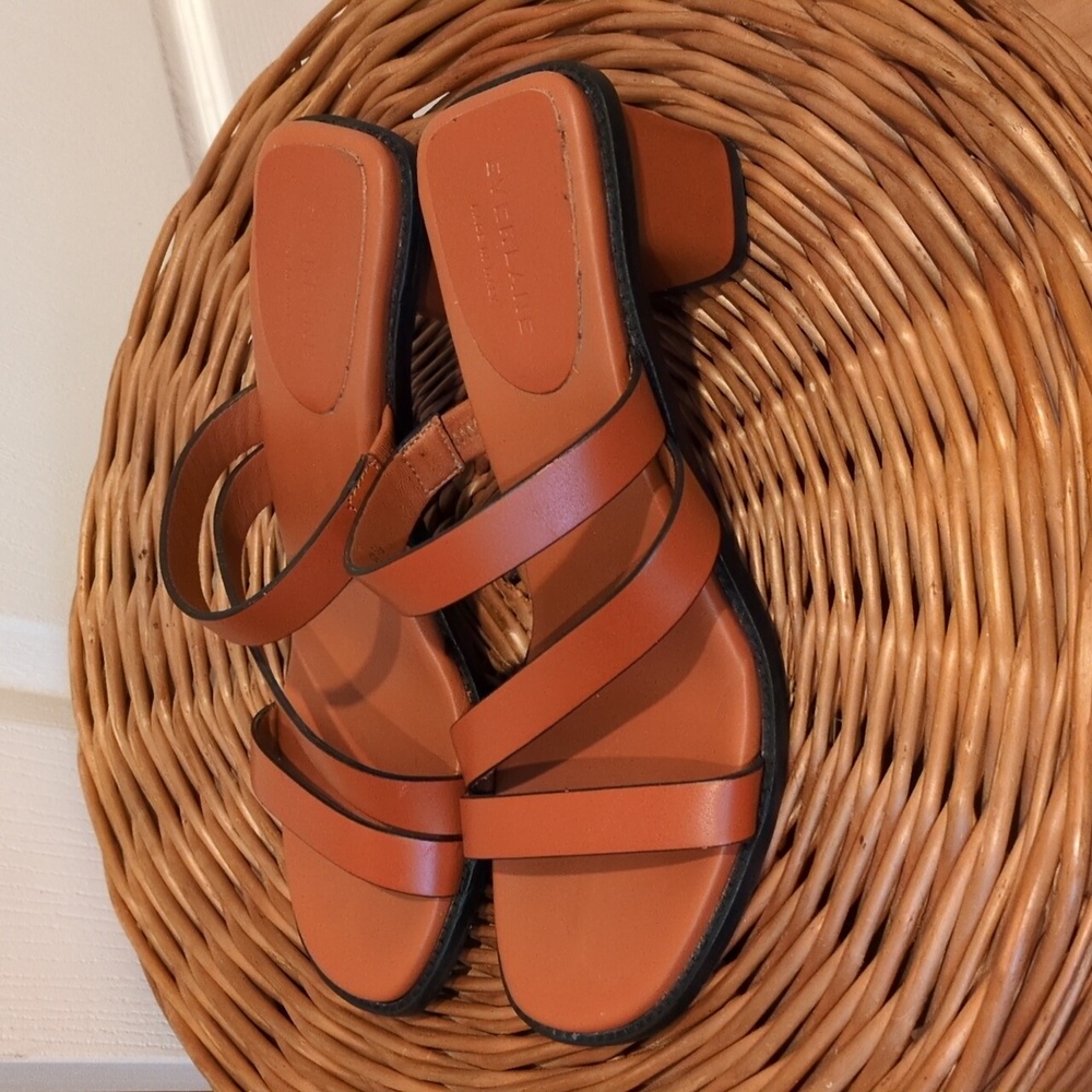 Everlane Orange Leather Heeled Strappy Sandal Womens 8 - Picture 3 of 7